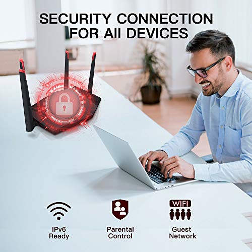 Wifi Router- AC1200 Smart Wifi Router, 2.4G & 5G Dual Band Wireless Gigabit Router with MU-MIMO and Beamforming Technology, 1xWAN Port/ 3xGigabit LAN Ports, Supporting IPv6, WPS, AP Mode, Simple Setup