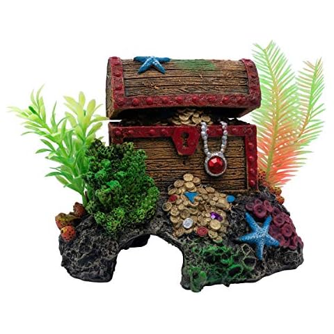 GloFish Aquarium Décor and Pump, Treasure Chest Air Pump Decoration for Fish Tanks, Multicolor Cover