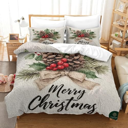 Parure de lit rouge Noël en microfibre hypoallergénique premium - 3