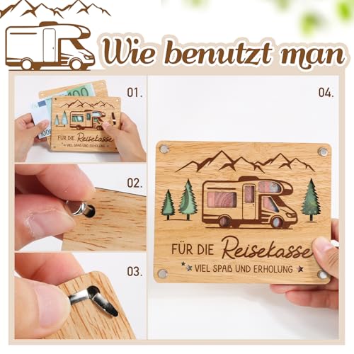 BOFUNX Reisekasse Geschenk Geldgeschenke Verpackung für Reisen und Urlaub aus Holz Geldgeschenk Geburtstag Reisegutschein Geschenk Verpackung Geburtstagsgeschenk Weihnachten Geschenk