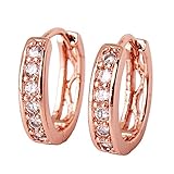 GULICX Jewelry Rose Gold Tone Hollow Clear CZ Zircon Fit Gorgeous Hoop Earring for girl