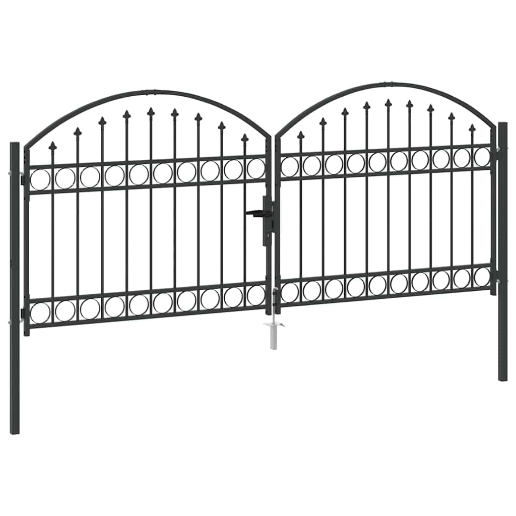 Gartentor Doppelflügel Gartentore U-Design Grau 300 x 125 cm
