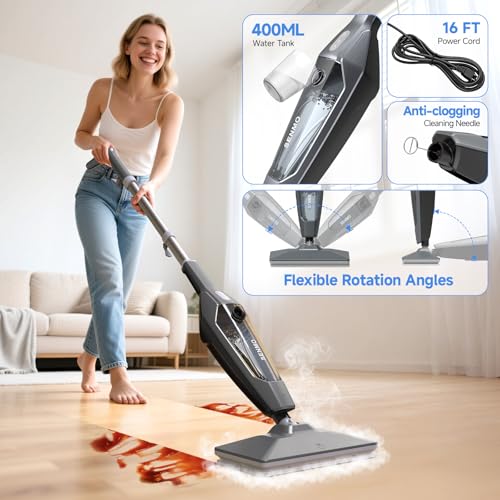 Image of SENMO Steam Mop, 14-in-1 Detachable Steam Cleaner for Home and Floor, 1300W 228F Deep Cleaning MultiPurpose Floor Steamer with 14 Attachments for Hardwood Floors, Tile, Grout, Furniture, Carpet, Wall