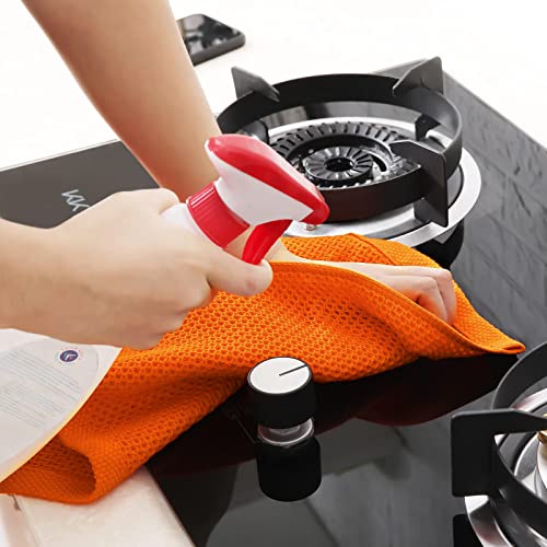 Image of Homaxy 100% Cotton Waffle Weave Kitchen Dish Towels, Ultra Soft Absorbent Quick Drying Cleaning Towel, 13 x 28 Inches, 4-Pack, Orange