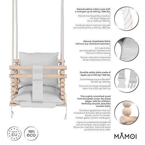 MAMOI® Baby schommel 3 in 1 + VEILIGHEIDSGORDEL | 190-260cm Plafondhoogteverstelling | Schommel baby hout | Schommel… - Image 3