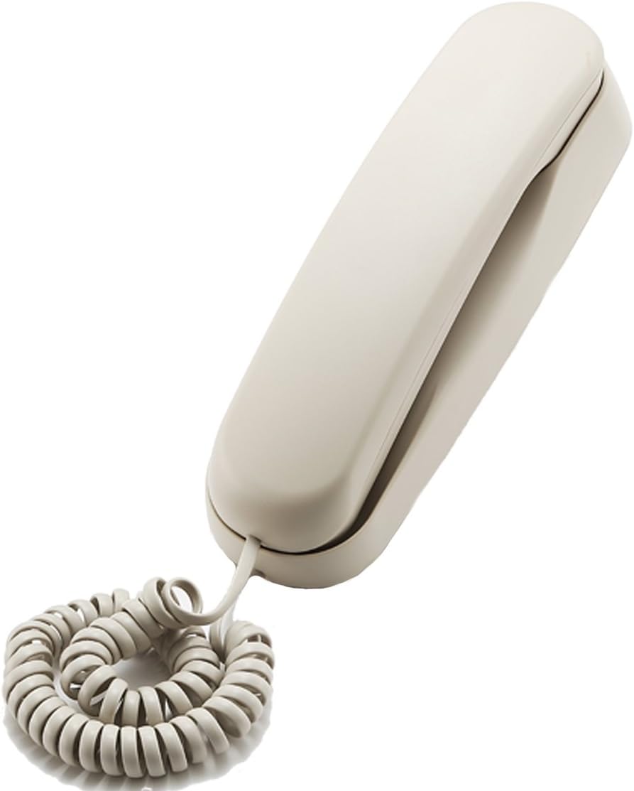K-037 Slim-line Corded Phone with Cord Elderly Landline Telephone Wall Mountable Waterproof and Moisture-Proof for Office Home Hotel Bathroom(Beige)