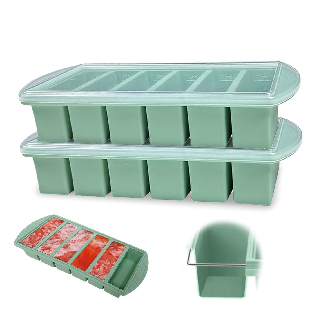 Wrqioo Transparent 2 Pack Silicone Soup Freezer Moulds With Lid, 6-Compartment Souper Cubes Silicone Freezer Tray, Soup Containers For Freezing, Portion Fre-Ezer Tray For Freezing Broth, Sauce, Meal Prep
