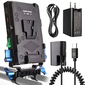 KOERTACOO V-Mount Lock Battery Plate with Type-C PD Connector + Type-C pd LP-E6 Dummy Battery for BMPCC 4K/6K?DSLR RED Cameras?Camcorders?Canon 5D2/5D3/5D4/6D/6D2/7D/7D2/70D/80D/5DSR