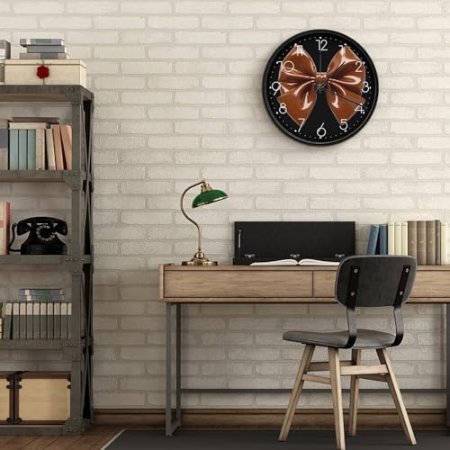 Horloge murale moderne au design marron épuré de 25,4 cm - 7