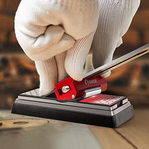 Saker Honing Guide with Whetstone - Red Off-Center Upgraded Honing Tool and Diamond Sharpening Stone Set Kit for Knife, Short Chisels and Planes, Fine/Coarse Plate, 400/1000/Grit… - Image 9