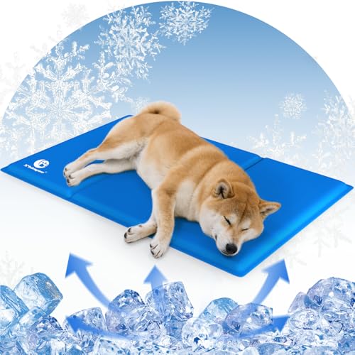 Shinyee® ペット ひんやりマット 犬 ベッド 夏 (XS-XXL)【ペット看護師監修】 クールマット 犬 猫 ペット 冷却マット 多用途 冷感ジェルマット 犬 ひんやりシート 暑さ対策 犬 熱中症対策 - ブルー、L：90x50CM