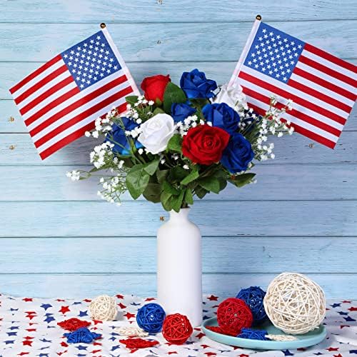 44 Pcs Patriotic Artificial Flowers Memorial Bouquet 4th of