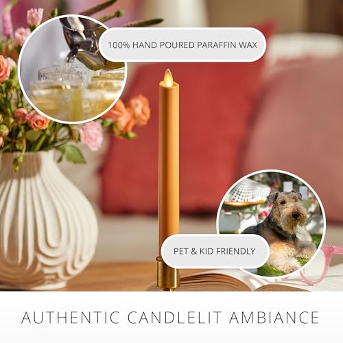 Image of Luminara - Flameless Battery Operated Taper Candle - Sunlit Honey - Pack of 1-1x9.5 - LED Flickering Flame - Realistic Safe for Home Kids and Pets