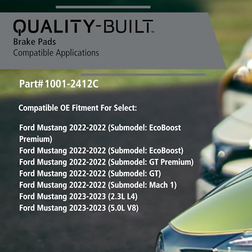 Image of QUALITY-BUILT Rear Ceramic Brake Pads, Premium 1001-2412C, Compatible with 2022-2023 Ford Mustang