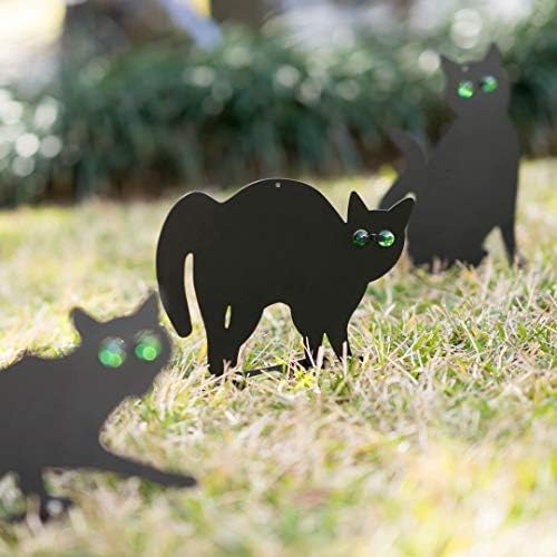 3Pack Black Cat Silhouette for Garden - Cats Scarer with Marble Eyes - Harmless Bird Deterrent, Fox Repellent, Rodent Repeller - Decorative, Weatherproof, Silent, Ecological