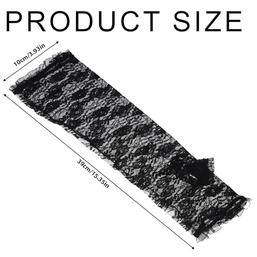 2 Pcs Lace Gloves, Black Long Lace Gloves, Elegant Vintage Long Fingerless Lacy Sleeves, Elbow-Length Lacy Arm Glove Fingerless for Tea Operas Parties Weddings Cosplay Dance Concert2