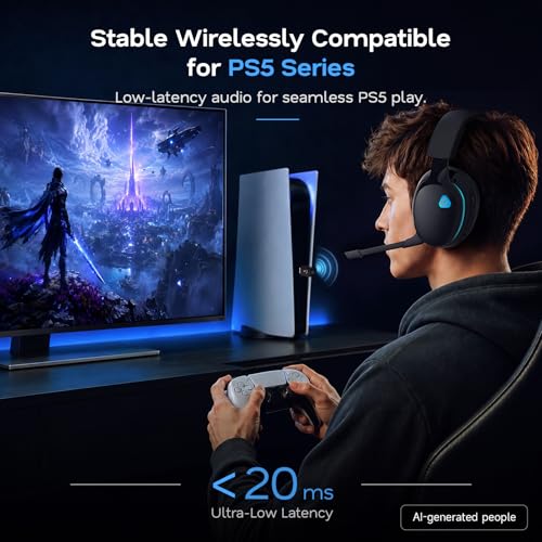 Image of AOC 2.4GHz Wireless Gaming Headset for PS5, PS4, PC, Switch, 45Hr, Black