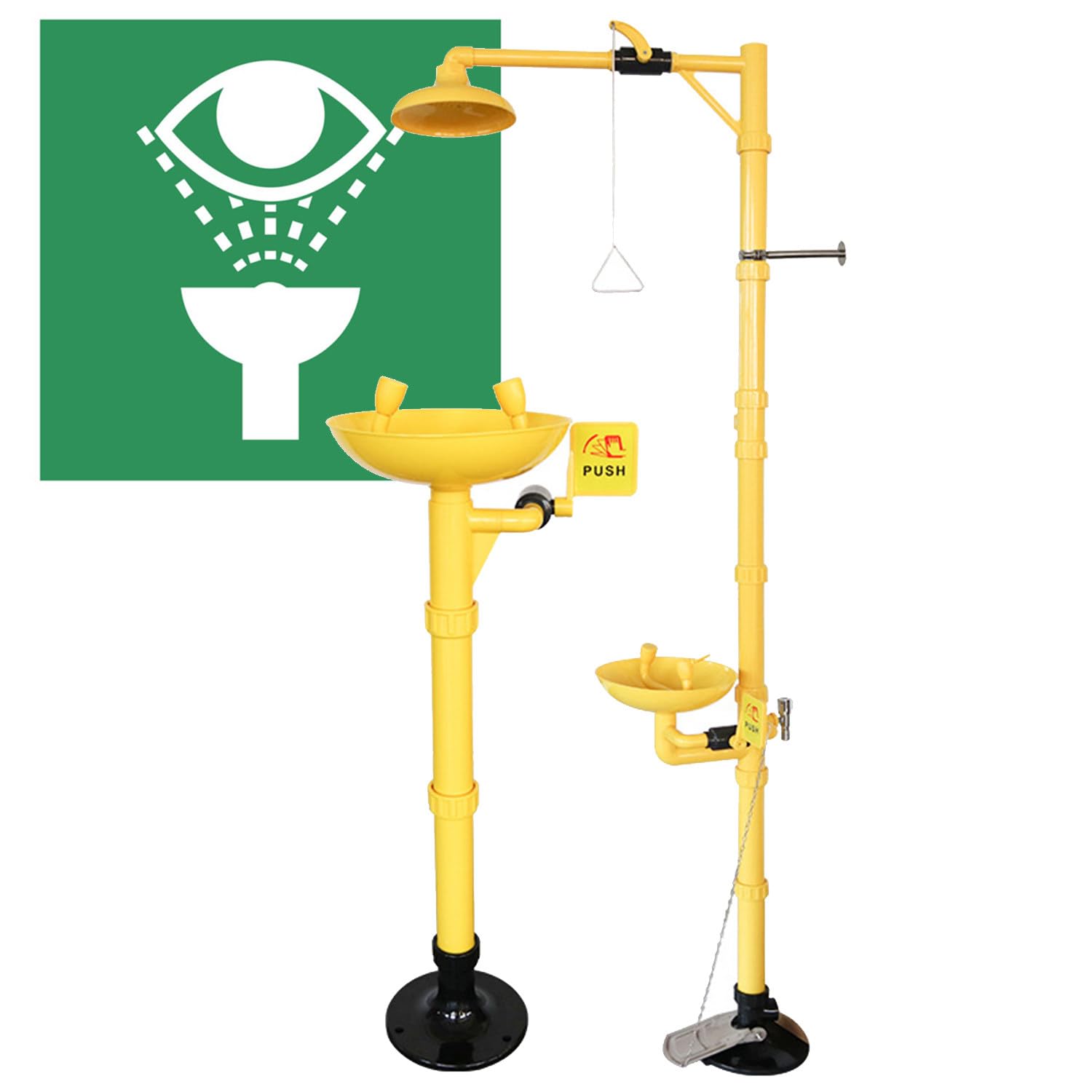 HTDRE Emergency Eye Wash Station Shower Set for Substances Washing, Combined Eye Wash and Shower System, Ideal for Factories, Laboratories, and Emergency Response