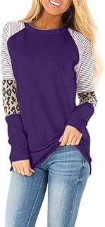 CUCUHAM women Casual Leopard Printing Long Half Sleeve Tank Top T Shirt Blouse Sweatshir - coolthings.us