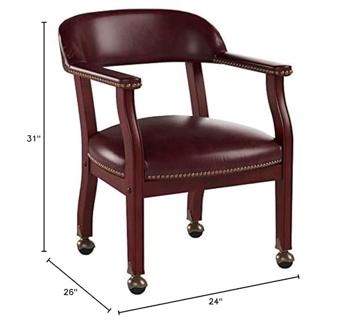 Boss Captain’s Chair In Burgundy Vinyl W/ Casters