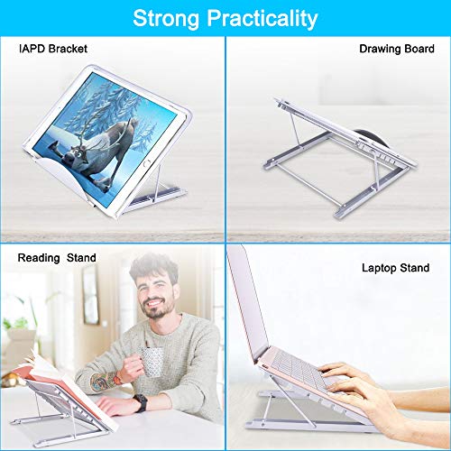 Aigital Laptop Stand, Computer Stand for Laptop, Portable and 6+4 Adjustable Tablet Laptop Holder Stand with Hollow Heat Dissipation Design Compatible with 7-15.6 inches Laptop, IPAD, Cell Phone - Thumbnail 6