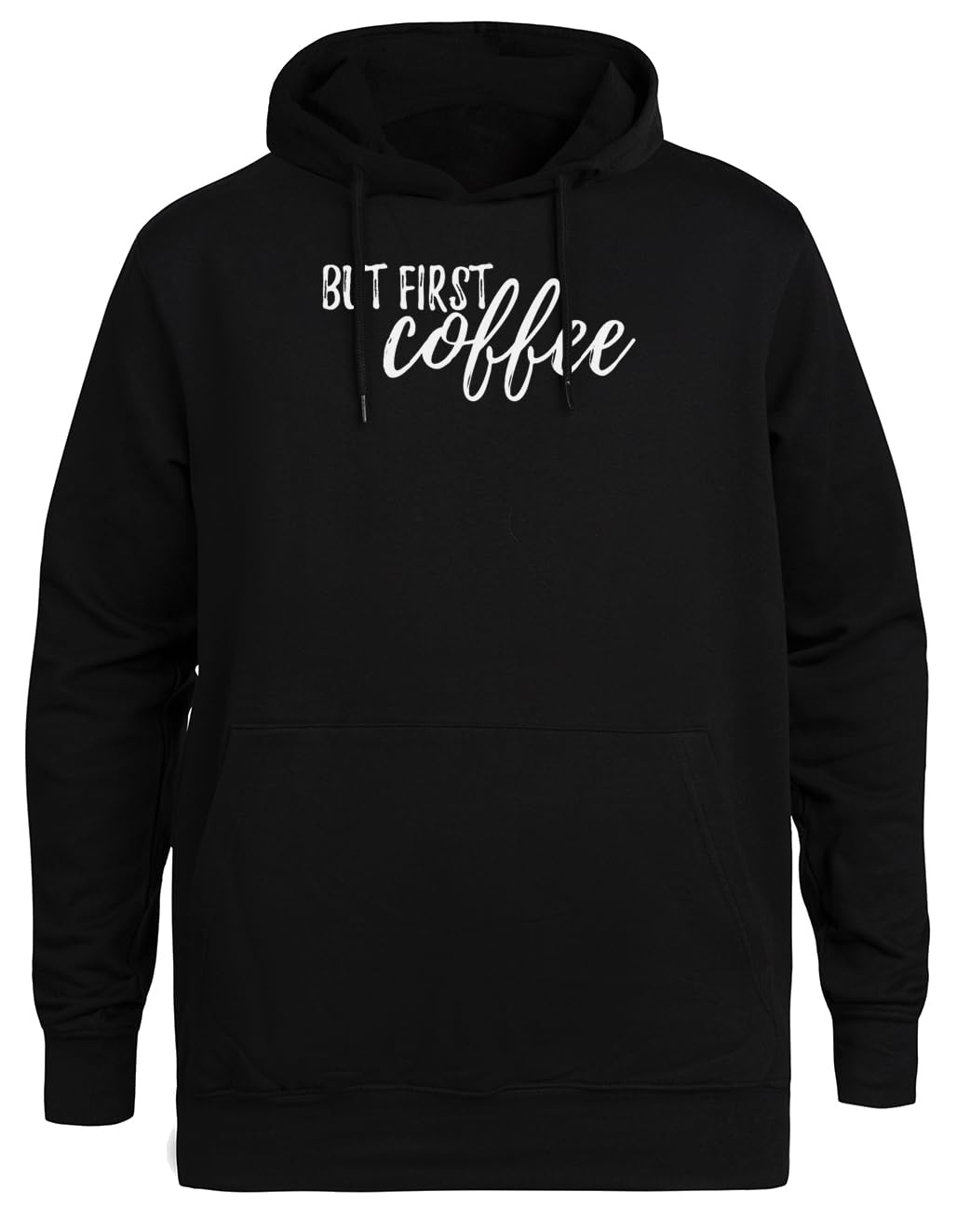 But First Coffee Unisex Czarna Bluza Ekologiczna z Kapturem Unisex Black Hoodie Eco-Friendly Hooded Jacket