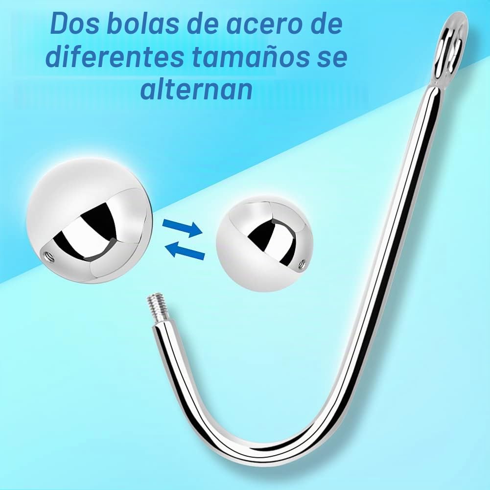 Roluck Gancho anal con 2 bolas intercambiables de acero inoxidable Anal Hook Anal Gancho Anal para Hombres Mujeres Juguete Anal
