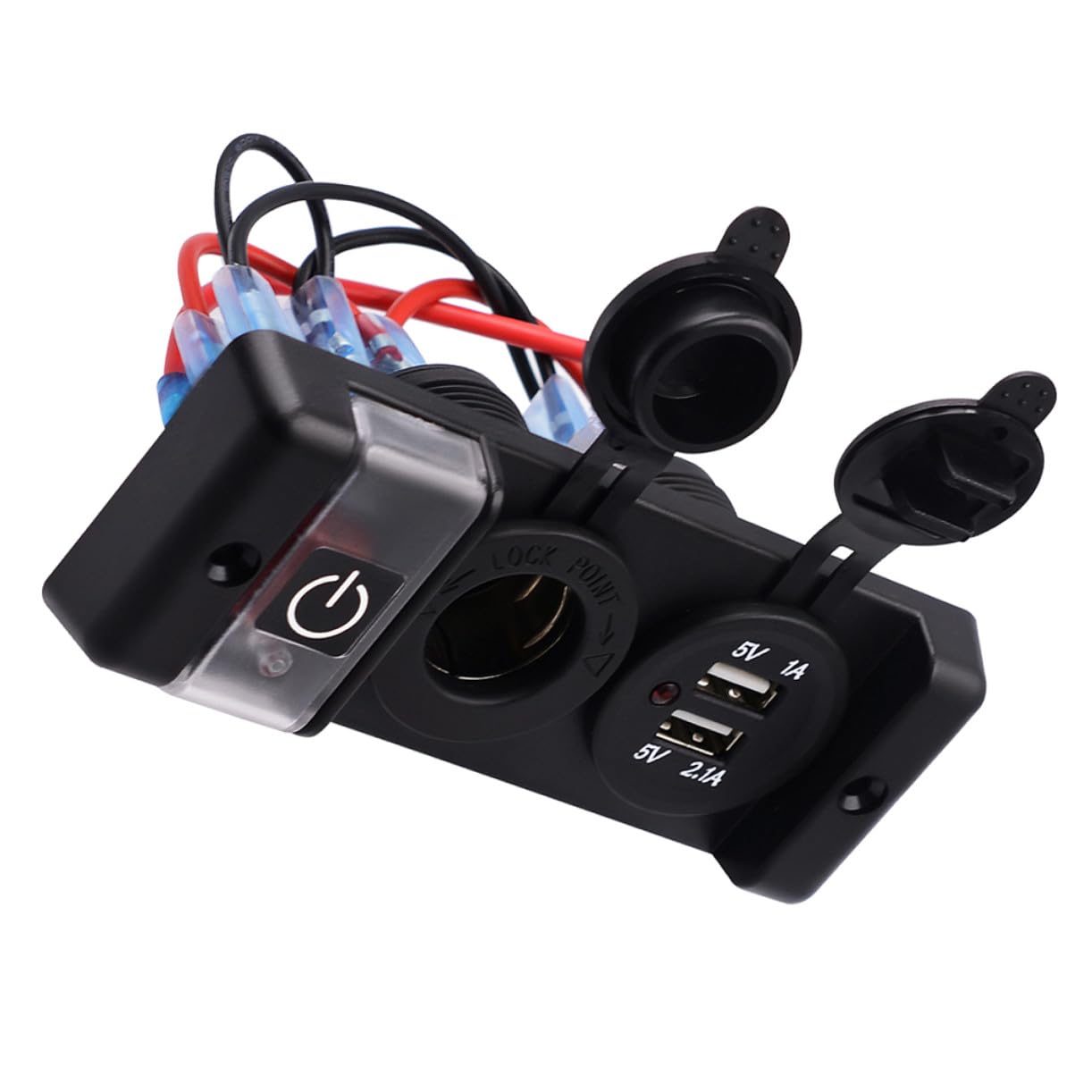 Vaguelly Presa per Auto USB con Interruttore Automatico e Funzione Waterproof, Presa Accendisigari con Doppio USB per Auto, Barca, Camper