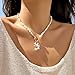 Gmai Ceramic Fish Pendant Necklace for Women Multicolor Rice Beads with Turquoise Accents Delicate Fish Jewelry for Everyday Vacation (long white)
