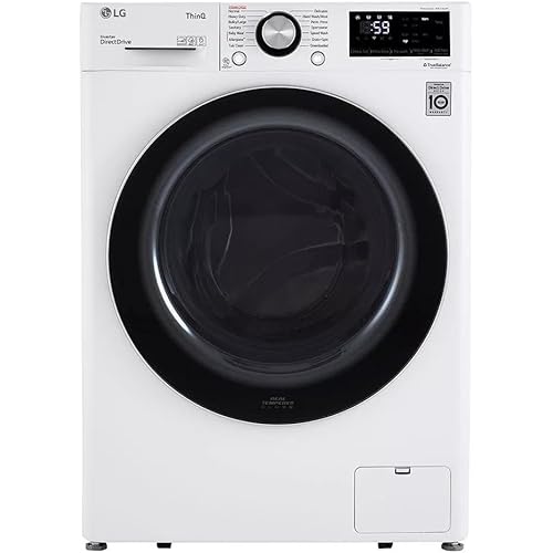 24 in. W 2.4 Cu. Ft. Compact Stackable Smart Front Load Washer in White with Steam and AI Fabric Sensor/Smart Pairing