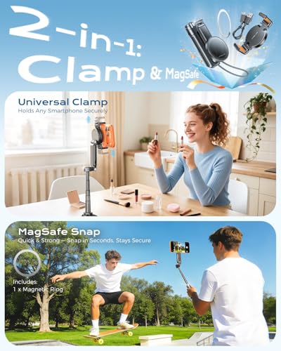 Mini perche à selfie magnétique pour iPhone, trépied Bluetooth pliable de 43 cm pour Android