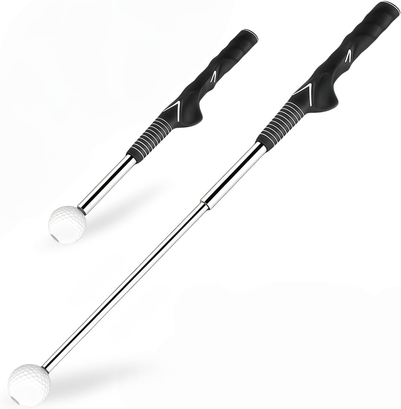 Retractable Golf Swing Trainer, for Low Ceiling & Indoor & Outdoor Practice, Golf Grip Trainer for Right-Handed Golfers, Grip Correction & Swing Click Feedback Training Aid for Beginners to Pros