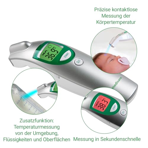 medisana FTN Fieberthermometer, Kontaktlos, Infrarot, Stirnthermometer, Für Babys, Kleinkinder und...
