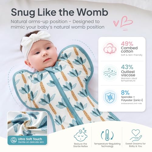 i-baby Outlast® Transitional Swaddle Sleep Sack, Arms Up Self-Soothing Swaddles with Arms in Out Cuffs Design for Newborns, Baby Sleeping Bag Wearable Blanket, Boy Girl Newborn Essentials 3-6M — view 4