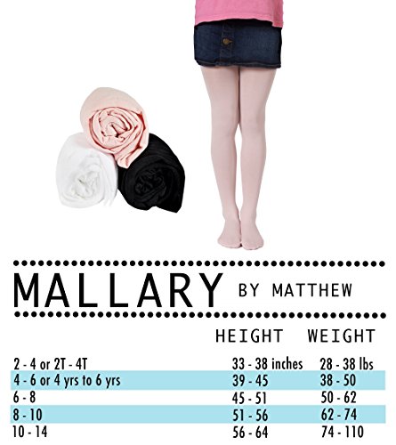 Mallary Girls Microfiber Tights 3-Pack Multi Color (White, Black, Pink) 6 to 82