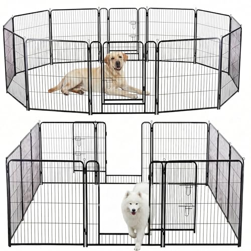 Image of NEWBULIG Dog Playpen 12 Panels 32 Inch Indoor Outdoor Metal Dog Fence Pen