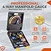 GEARLAST 4 Way AC Manifold Gauge Set for 1234yf R134a R404a Refrigerant, HVAC Automotive Gauge Set AC Refrigerant Charging Recovery Tool Kit with Quick Couplers