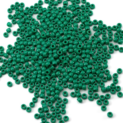 Image of Gxueshan 1000 Pcs Acrylic Green Pony Beads 6x9mm Green Kandi Beads Bulk for Friendship Bracelet Necklace Jewelry Making Earring Hair Braiding