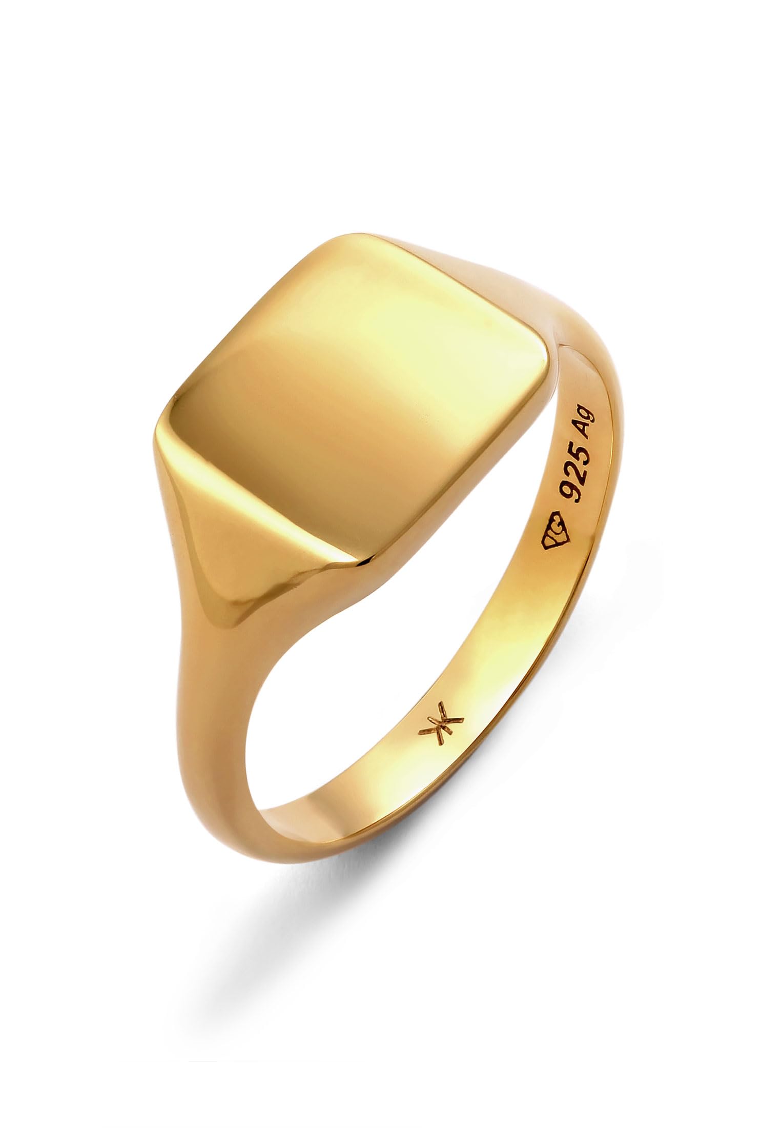 Kuzzoi Anillo de sello para hombre pulido de plata de ley 925 chapado en oro clásico anillo de plata maciza para hombres en tamaño 60 – 66, 0603742725
