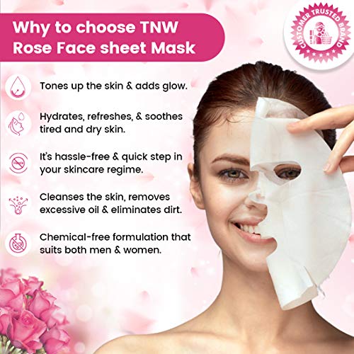 Image of TNW-THE NATURAL WASH Summer Rose Face Sheet Mask for Hydrating and Refreshing | Suits All Skin Types, Pack Of 1