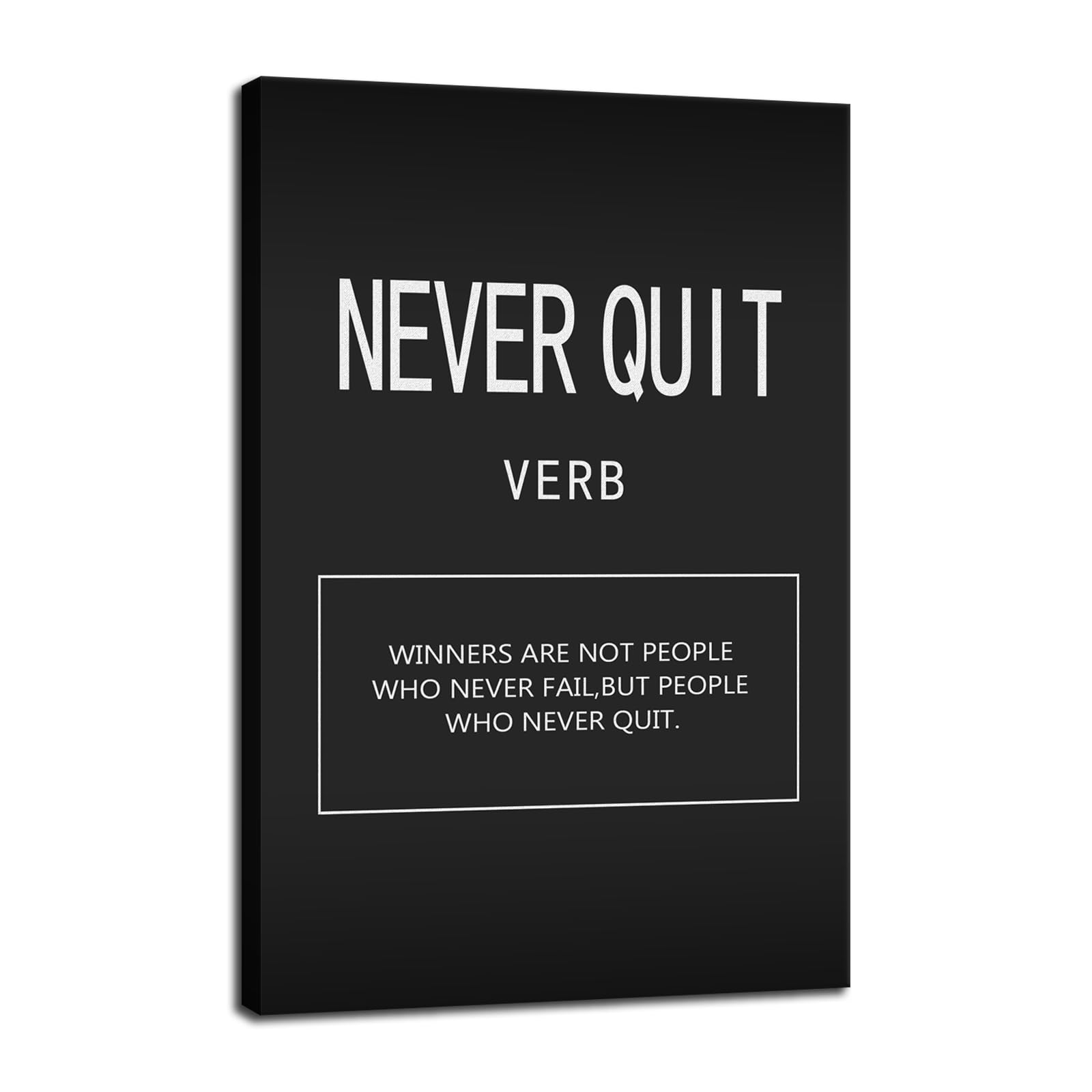 Inspirational Office Decor Wall Art Canvas Never Quit Verb Artwork for Home Motivational Quotes Bedroom Inspirational Posters Wall Art for Living Room Gym Wood Framed Ready to Hang<12 x 18 inch> — image 1