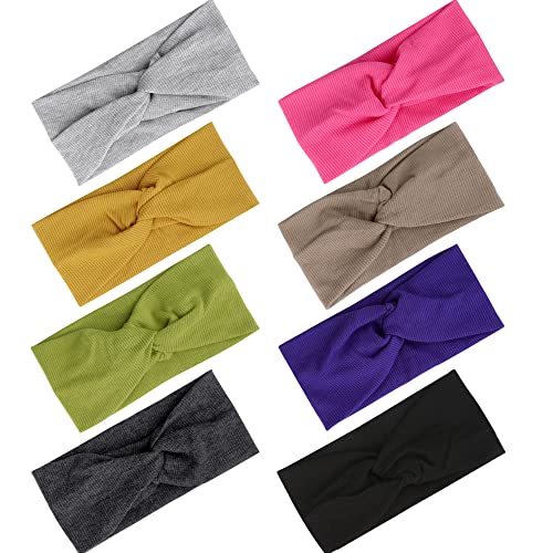 Leotruny Headbands for Women Twist Knotted Elastic Head Wrap Turban for Girls Yoga Workout Hair Accessories (C04-Headbands 8)