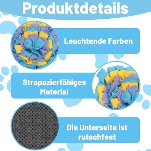 ZocRjvN Schnüffelmatte Hund, Schnüffelteppich Hund Für Kleine Und Mittelgroße Hunde, Spielzeug Zur Geruchsschulung Und Stressabbau, Ideal Für Reisen Und Zuhause, In Seeblau