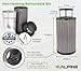 Alpine 32 Gallon Commercial Outdoor Trash Can - Heavy Duty Garbage Can Outdoor, Industrial Trash Can with Plastic Panels for Patio, Parks, Trails & Resorts (Rain Bonnet Lid - Grey)
