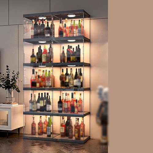 Moderno armadietto per vino scaffale LED armadietto per liquori trasparente espositore per vino scaffale multifunzionale armadio di stoccaggio grande capacità per casa bar sala da pranzo cucina