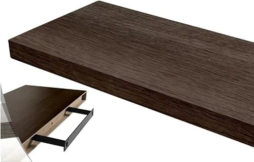 Kasahome Estante de pared de madera MDF colgante estante de pared estantes decoración casa soportes tornillos incluidos marrón oscuro 60 u 80 cm (80 cm) Cover