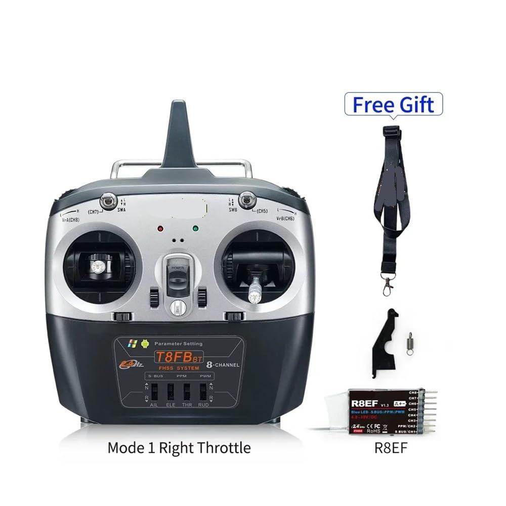 T8FB BT 8 canali radiocomando 2.4G con ricevitore R8EF trasmettitore remoto adatto for aereo ad ala fissa Drone FPV(T8FB Mode 1 R8EF)