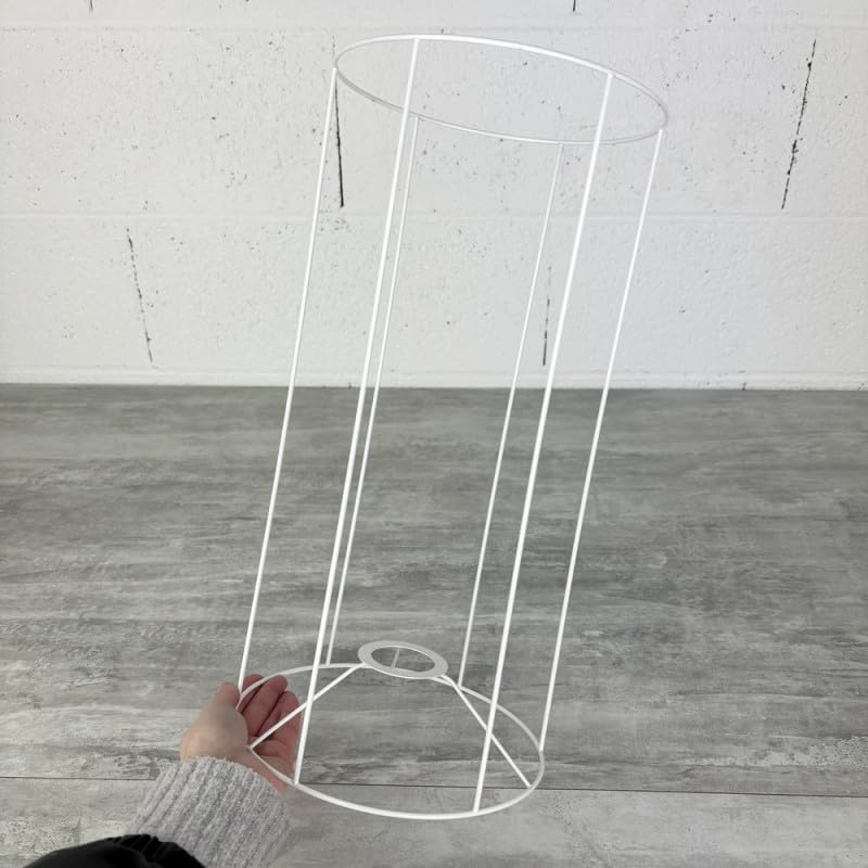 Lealoo Armature Ronde Blanche pour Abat-Jour, Hauteur 40 cm et Diam. 20 cm, Douille E27, 38mm, Colonne