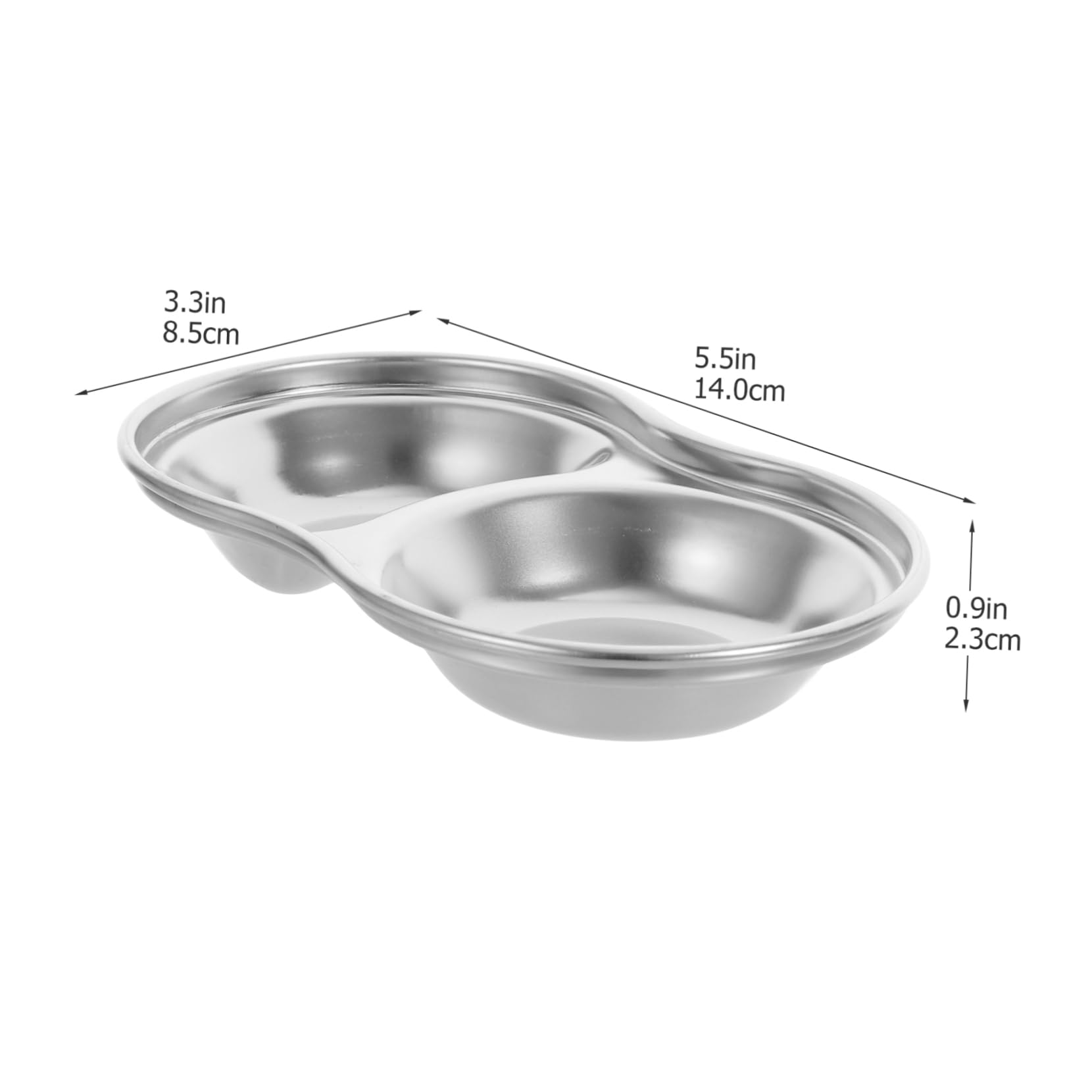 COLLBATH 4pcs Stainless Steel Flavor Dishes of Two Sauce Trays for Seasoning and Dipping for Bbq Home and Restaurant Use