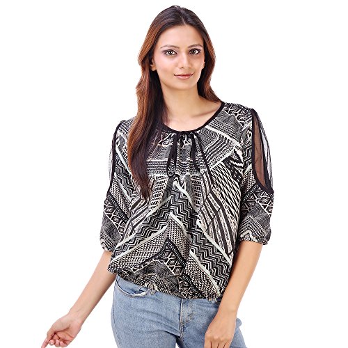 Buy GOODWILL Women's Casual Wear Enticing Polyester Top (Black, 3XL) at